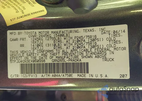 2014 Toyota Tacoma Prerunner V6 z USA, uszkodzony, nr VIN 5TFJU4GN3EX060998